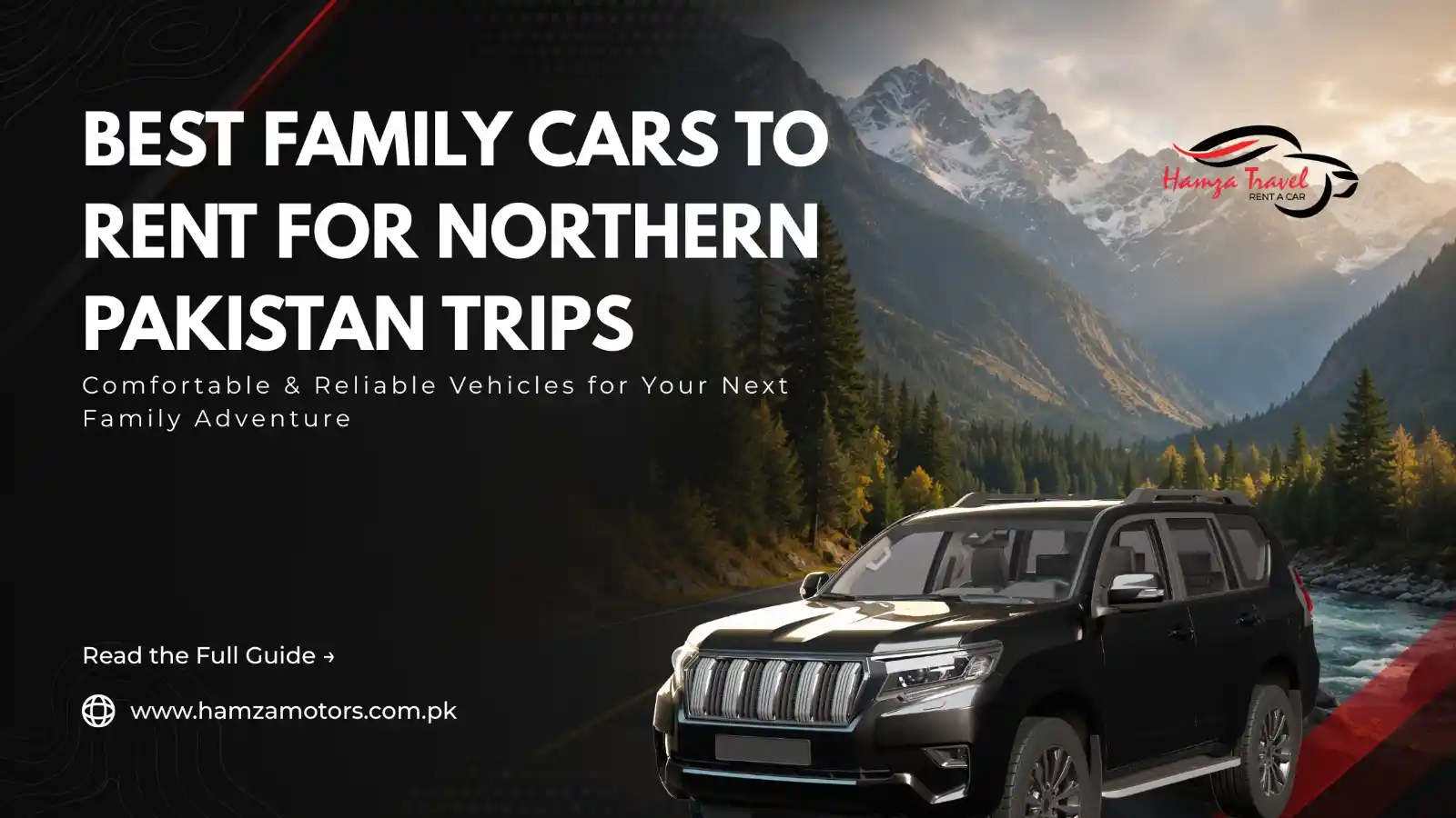 Rental for a family road trip to northern Pakistan, offering comfortable seating and luggage space for long-distance travel.